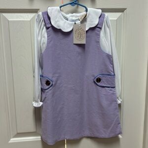 Tbbc purple Juliet jumper with coordinating purple bow blouse. Both size 5 NWT